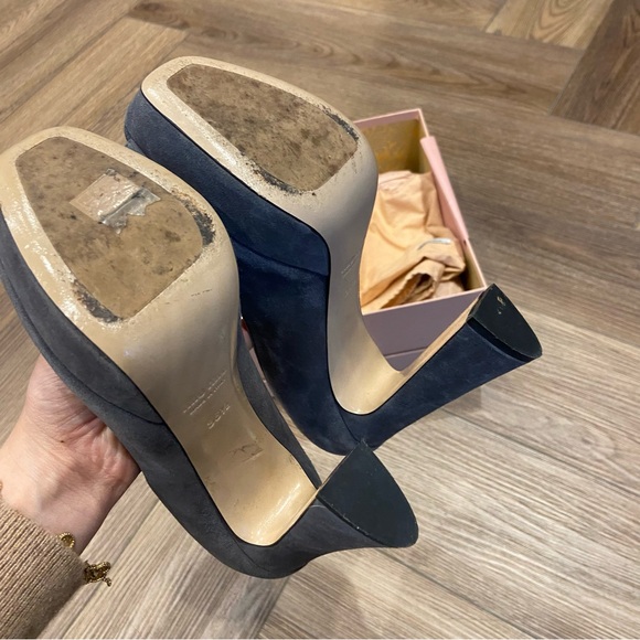 Miu Miu nebbia gray suede high heels open toe 36.5 - Picture 6 of 12